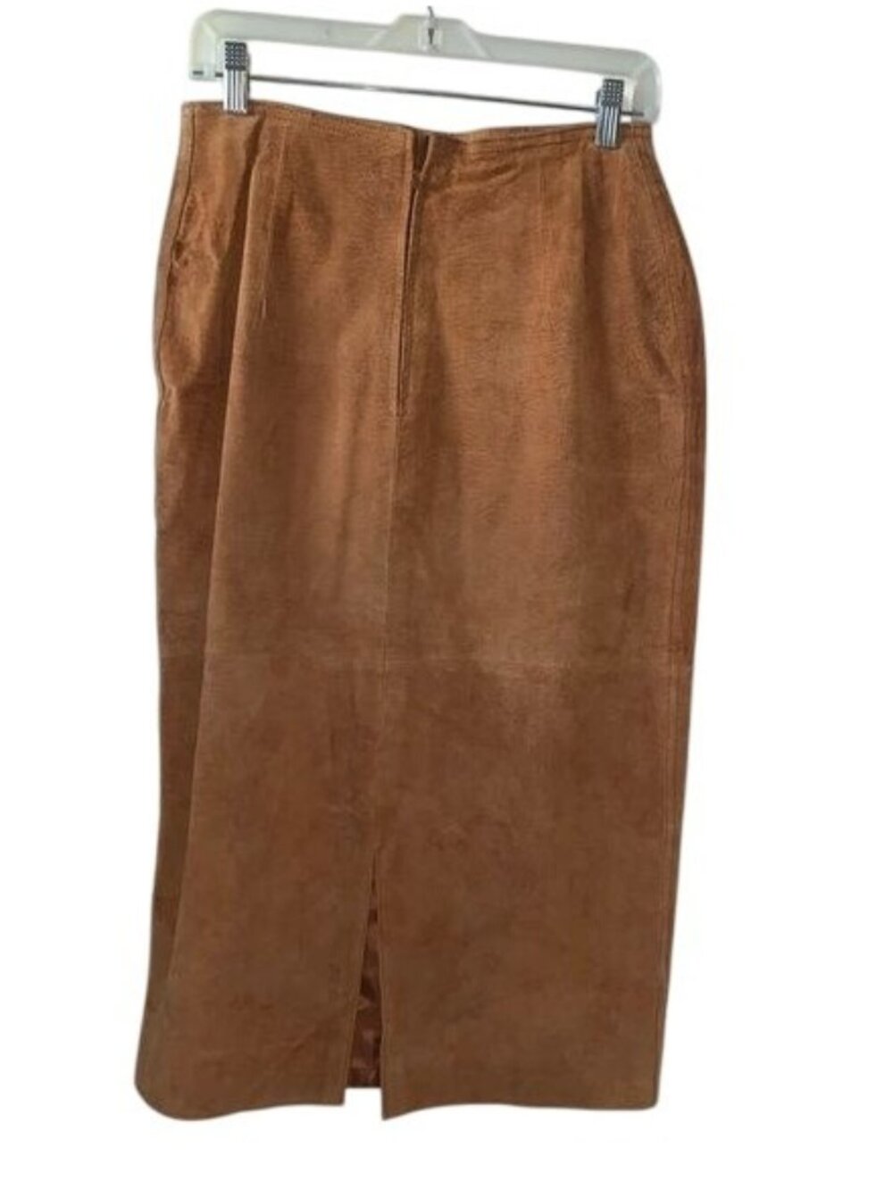 Brandon Thomas Womens Camel Leather Midi Skirt Size 12 - Picture 4 of 10